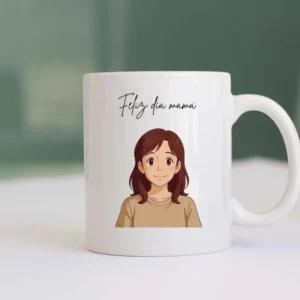 Taza de cerámica blanca con personaje lista para entregar.