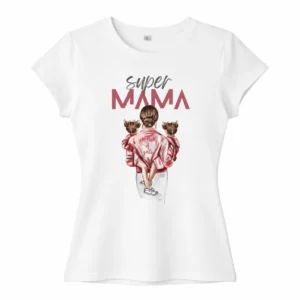 Camiseta personalizada blanca Día de la Madre con diseño Super Mamá en DTF
