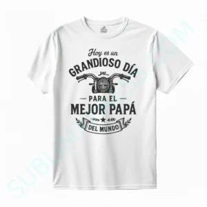 Camiseta personalizada blanca Día del Padre con diseño vintage de motocicleta en DTF