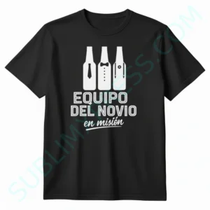 Camiseta personalizada negra para despedida de soltero “Equipo del novio” en DTF