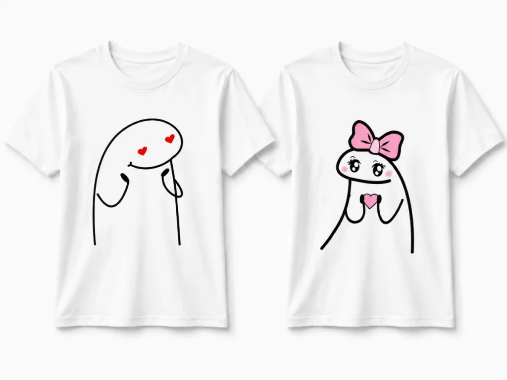 Camisetas para parejas con diseño romántico de personajes Camisetas para novios con personajes tiernos y corazones para San Valentín