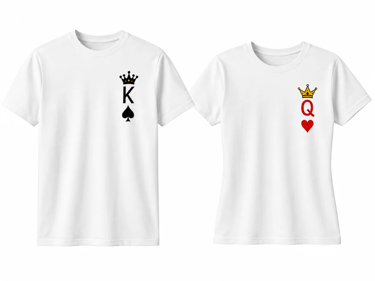Camisetas personalizadas para parejas King y Queen Camisetas King y Queen para parejas con K de espadas y Q de corazones