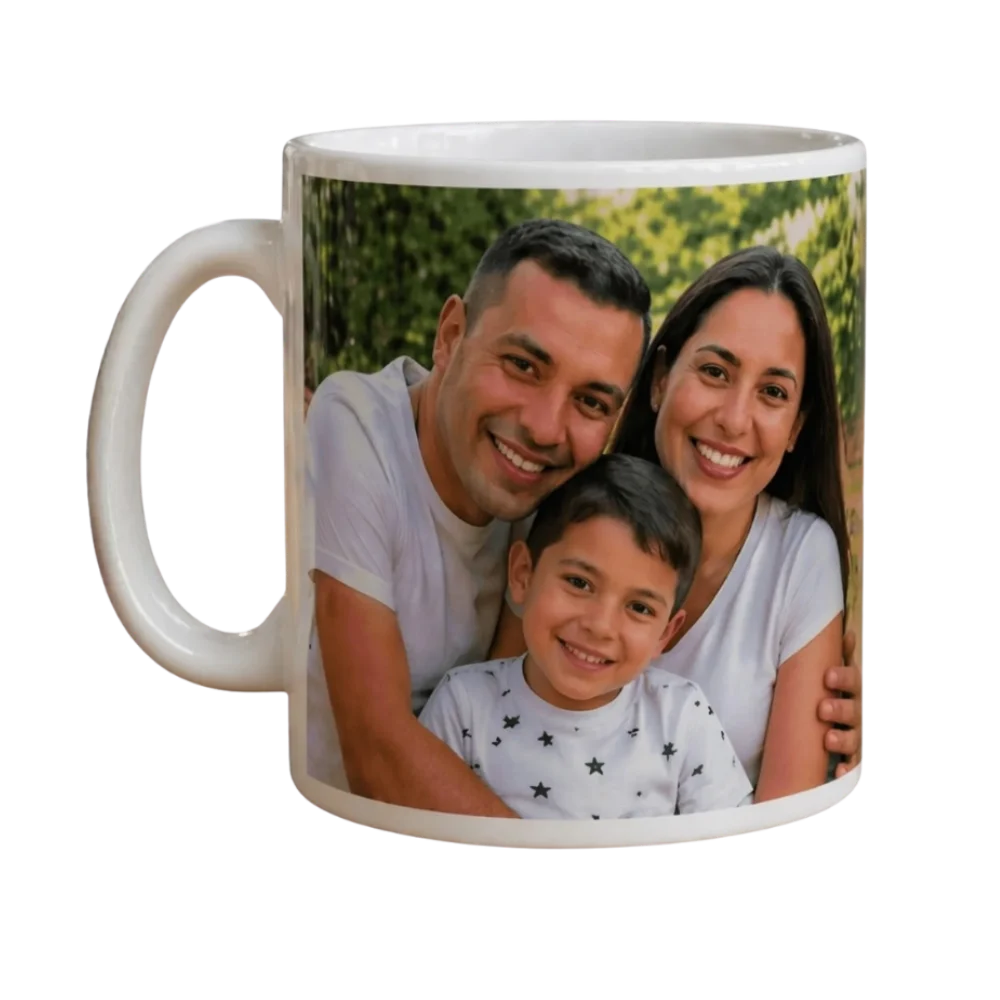 Pocillo personalizado con foto familiar