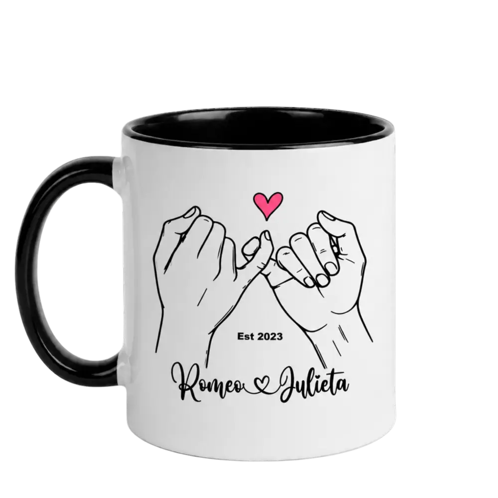 taza para novios con nombres y Illustration