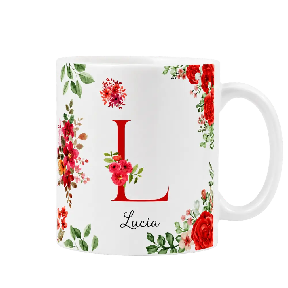 taza personalizada para cumpleaños con inicial L