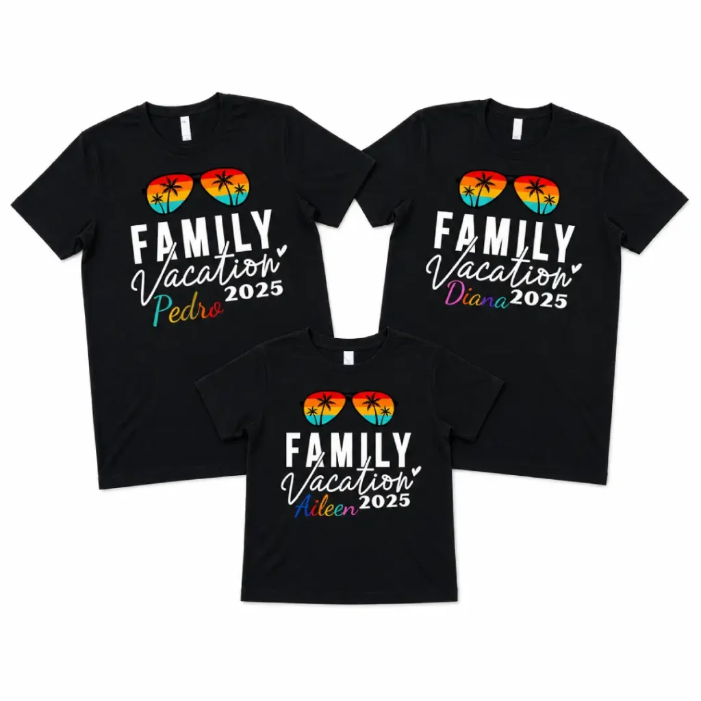 Tres camisetas familiares personalizadas para vacaciones 2025 en Cúcuta